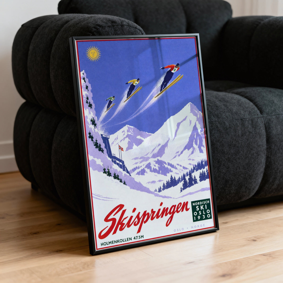 Vintage 1930 Ski Jump Oslo Norway Print, Holmenkollen Poster