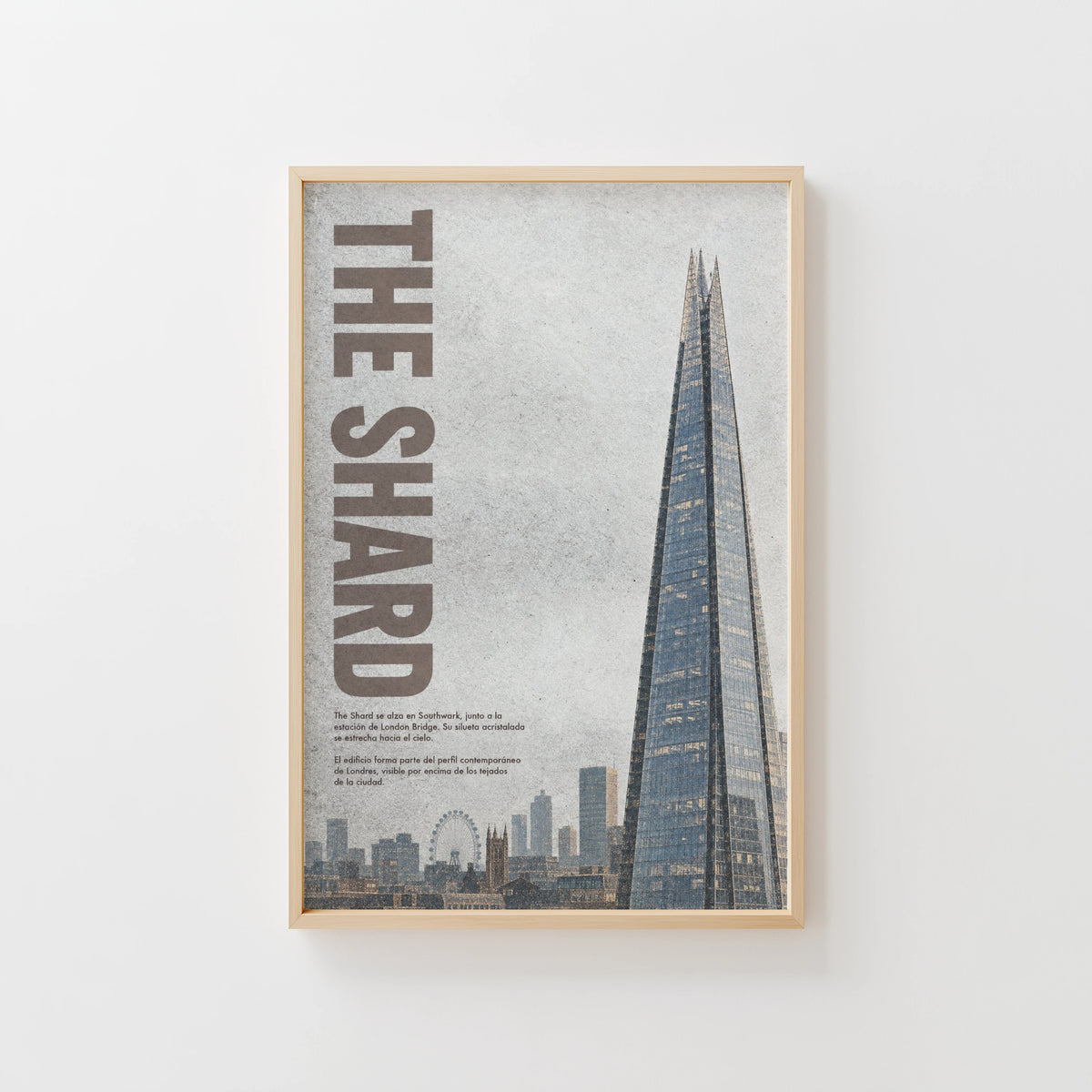 Vintage London Shard Poster, Skyline Wall Art, Print