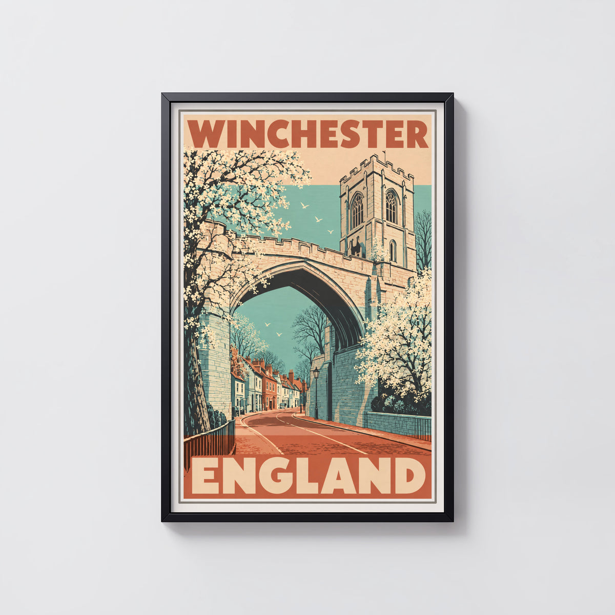 Vintage Winchester England Poster, Travel Wall Art, Print