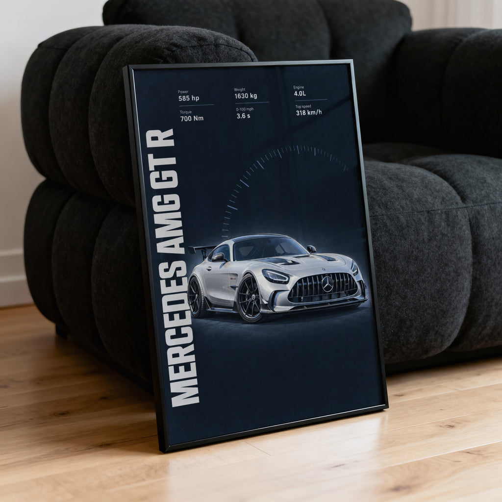 Vintage Mercedes AMG GT R Print, Car Wall Art