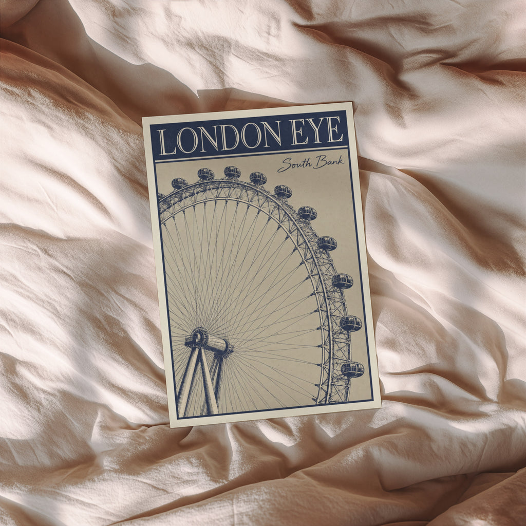 Vintage London Eye Poster, South Bank Wall Art, Print