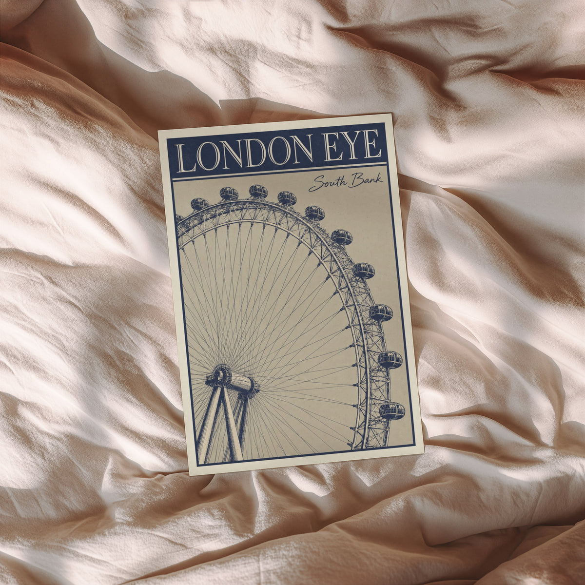 Vintage London Eye Poster, South Bank Wall Art, Print