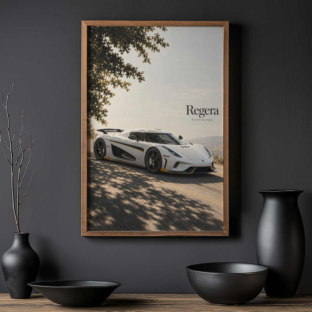 Vintage Koenigsegg Regera Print, Hypercar Wall Art