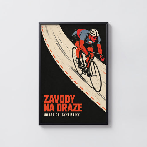 Vintage Track Cycling Poster, Czech Cyclist Print