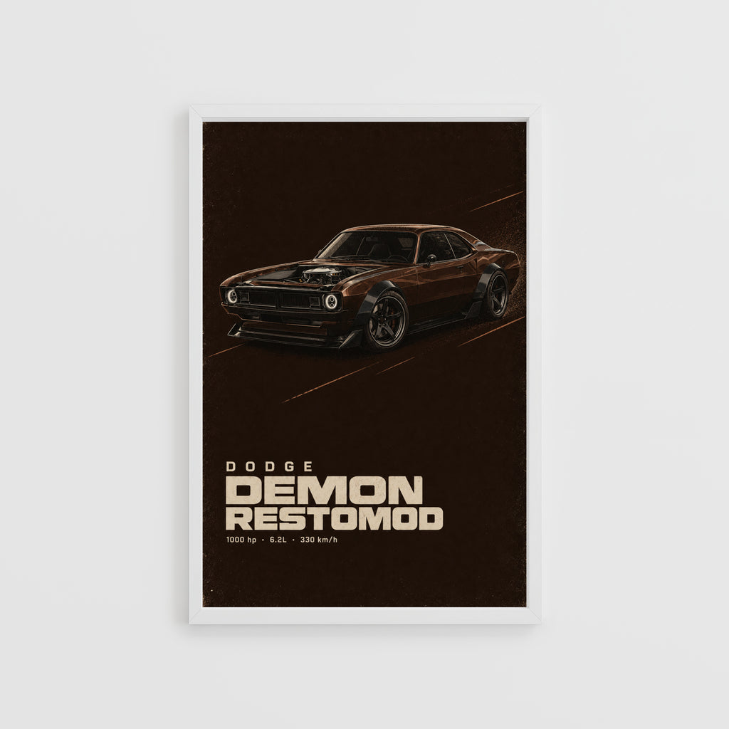 Vintage Dodge Demon Restomod Print, Car Poster