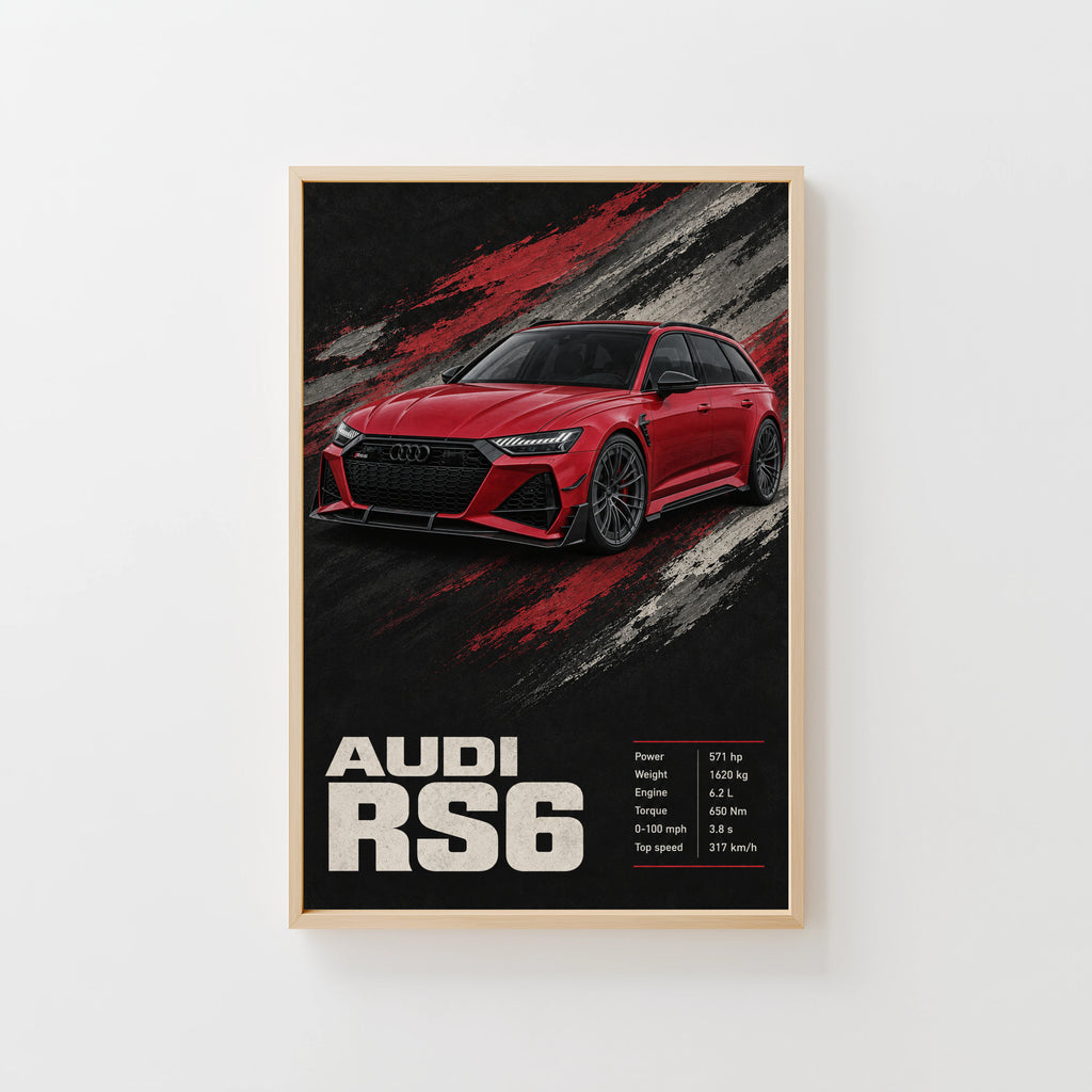 Vintage Audi RS6 Print, Car Wall Art