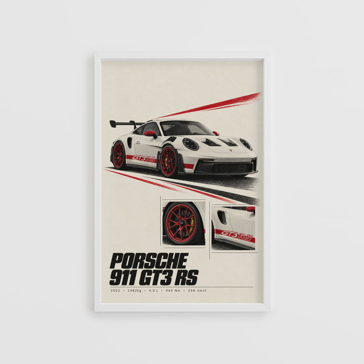 Vintage Porsche 911 GT3 RS Print, Car Poster