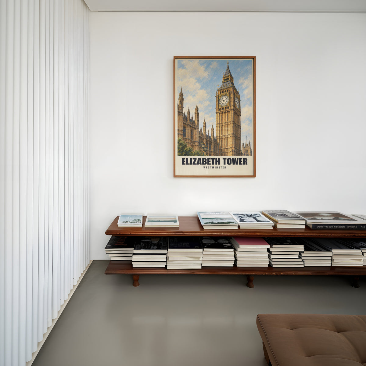 Vintage Elizabeth Tower London Poster, Westminster Print