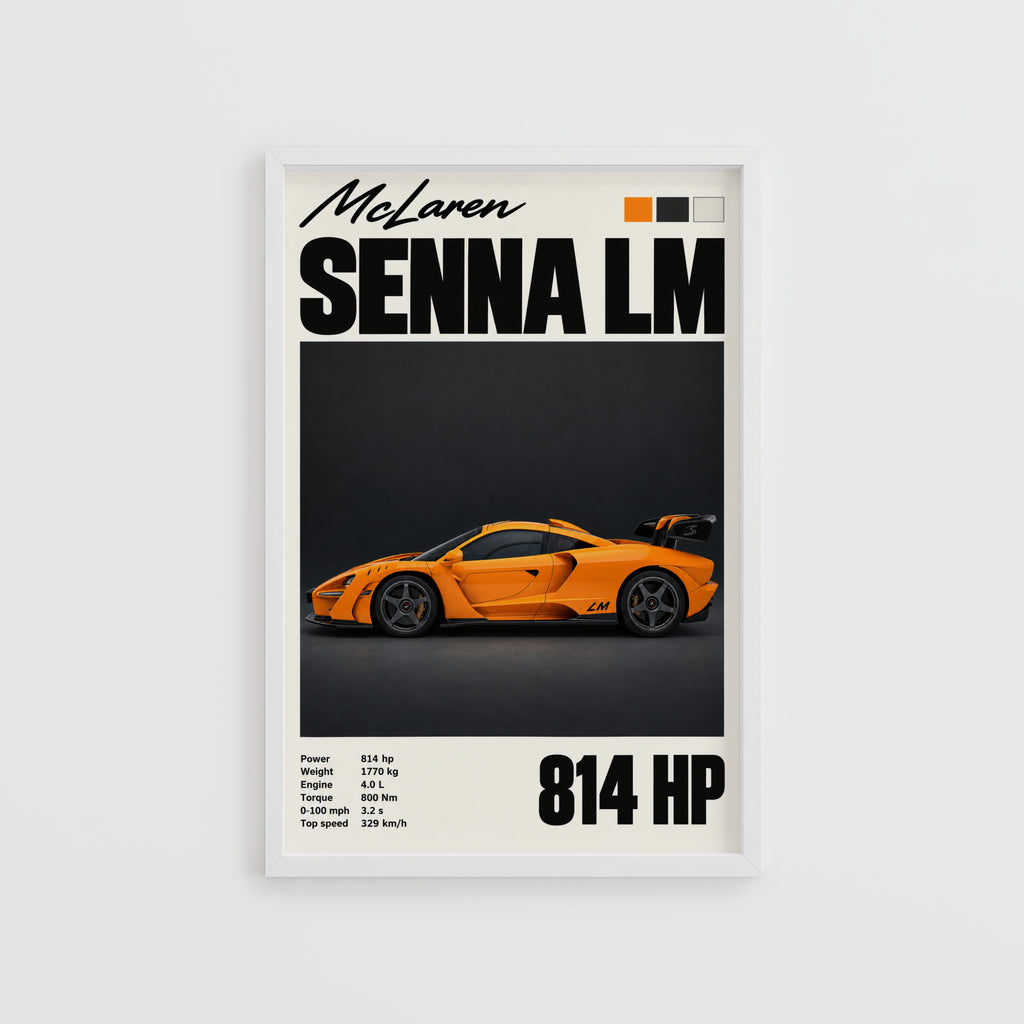 Vintage McLaren Senna LM Print, Supercar Wall Art