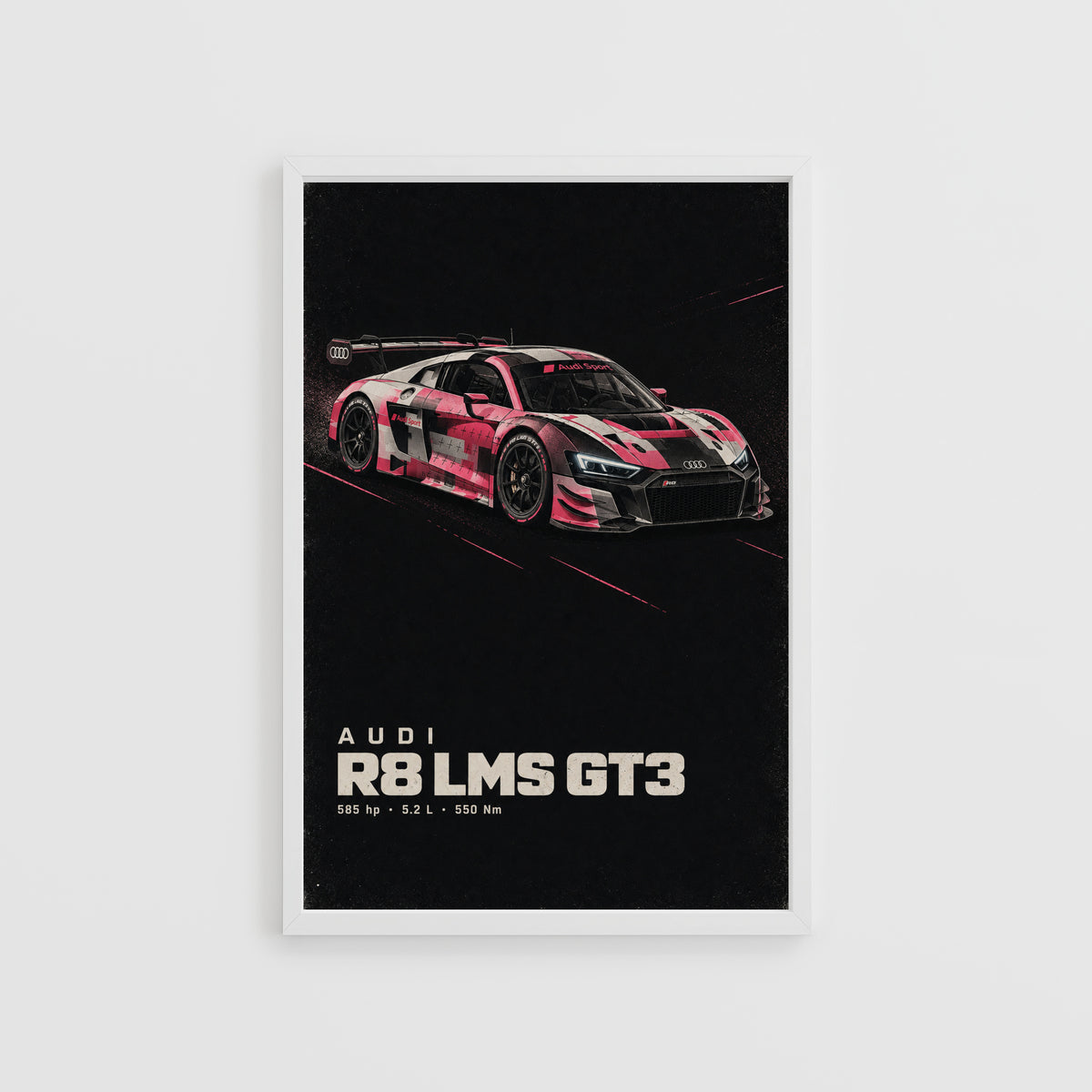 Vintage Audi R8 LMS GT3 Print, Race Car Poster