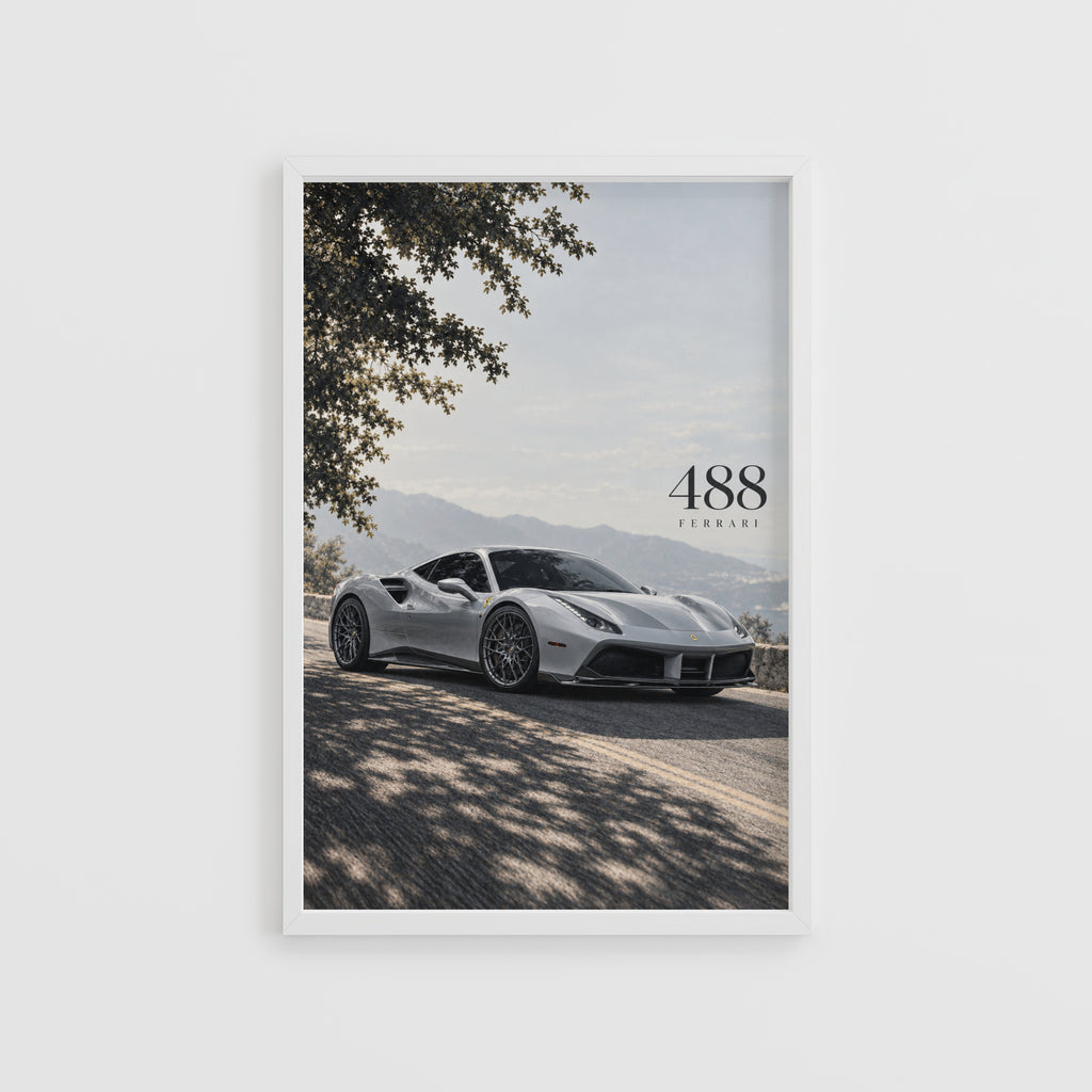 Vintage Ferrari 488 Print, Car Poster, Supercar Wall Art