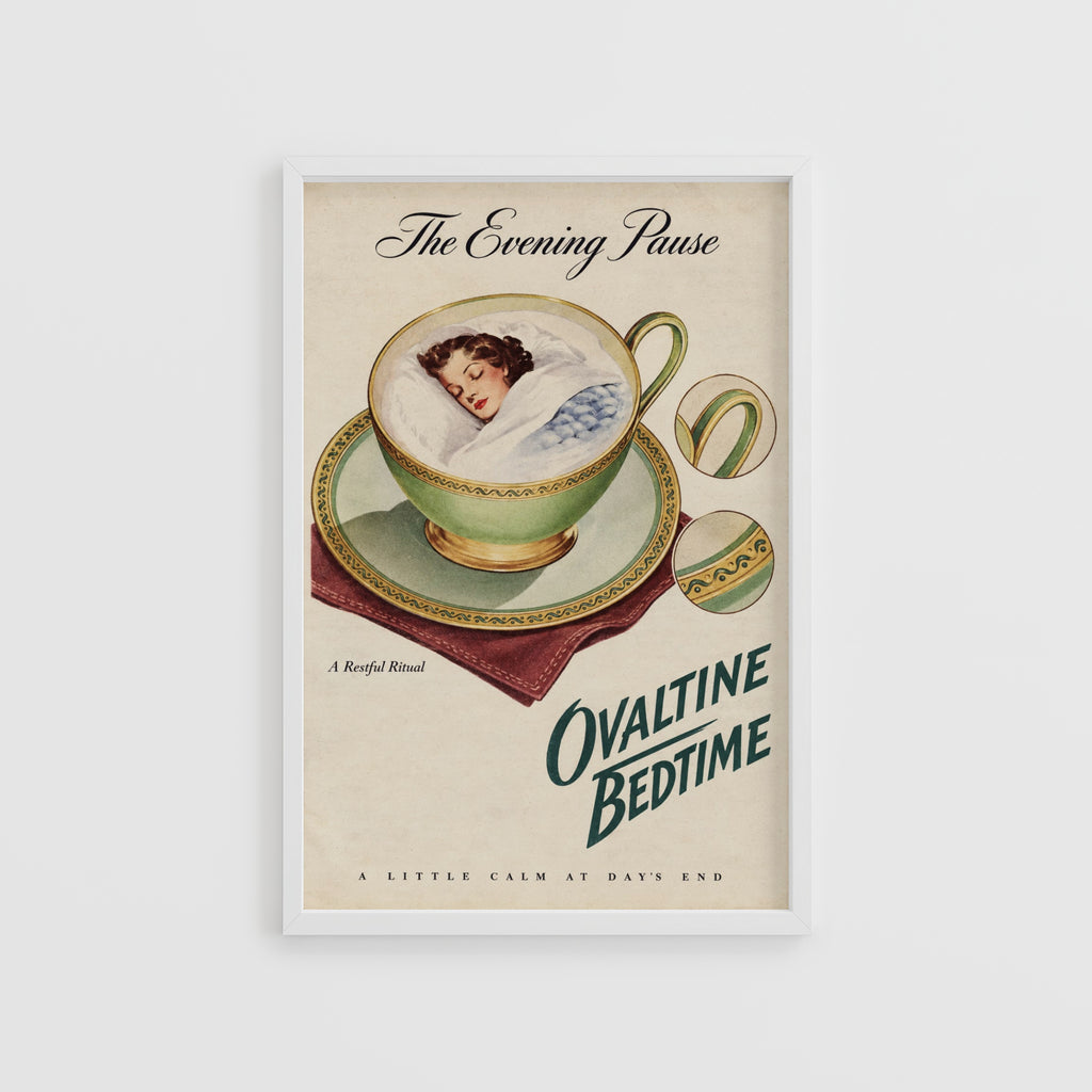 Vintage Sleeping Woman Teacup Poster, Retro Wall Art Print