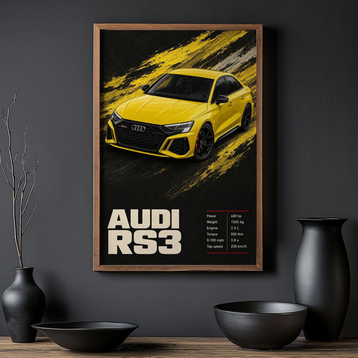 Vintage Audi RS3 Car Print, Garage Wall Art