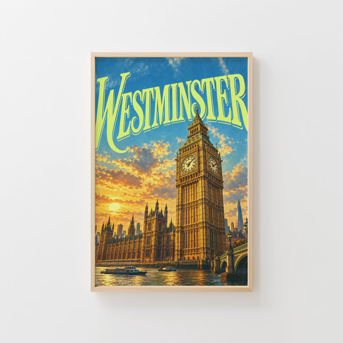 Vintage Westminster Poster, London Wall Art, Big Ben Print