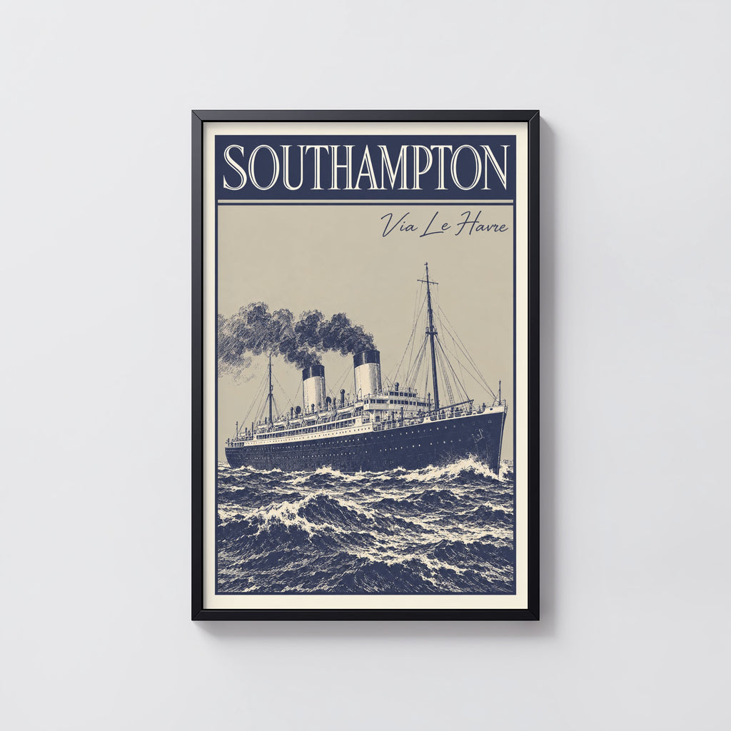 Vintage Southampton Ocean Liner Poster, Steamship Wall Art