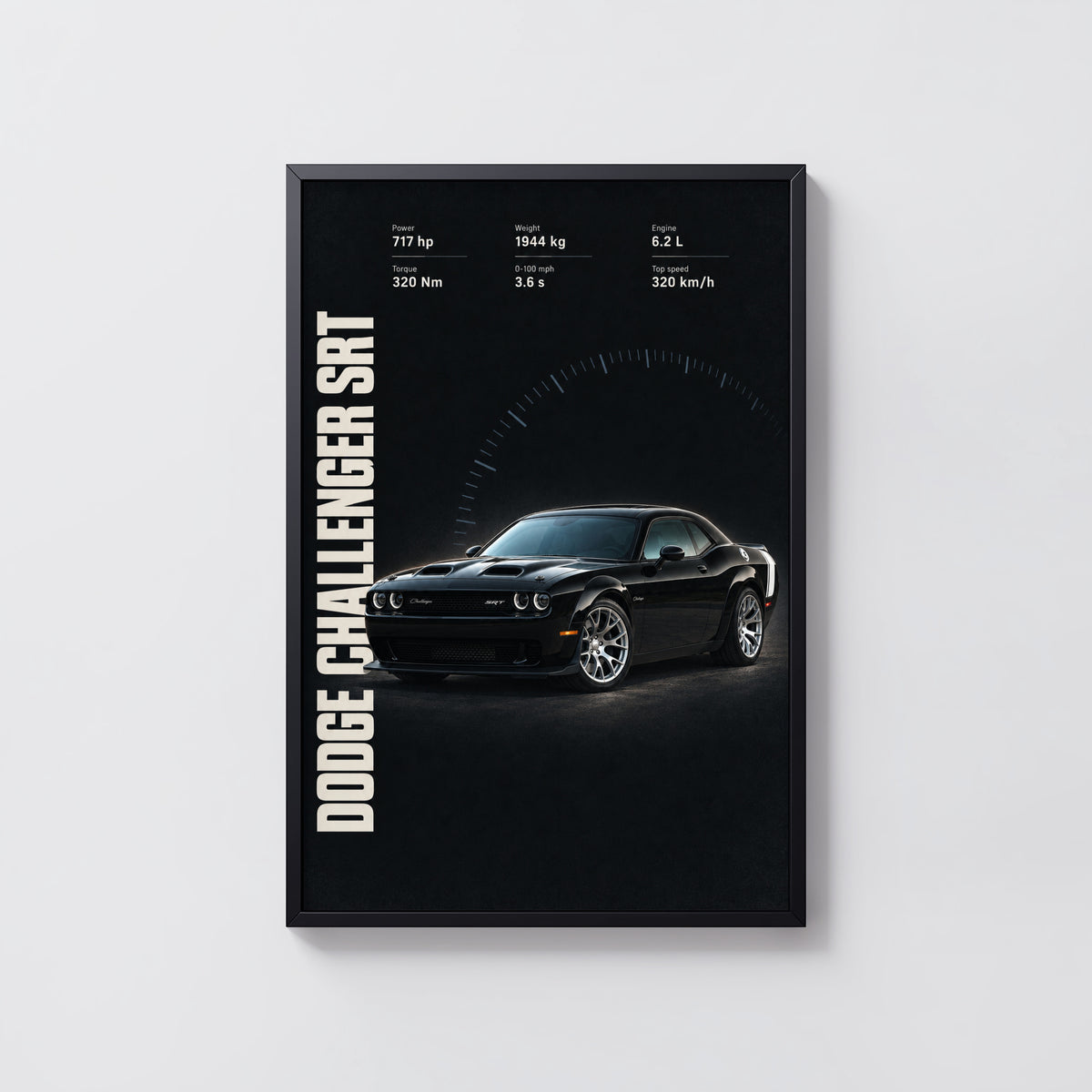 Vintage Dodge Challenger SRT Print, Muscle Car Art