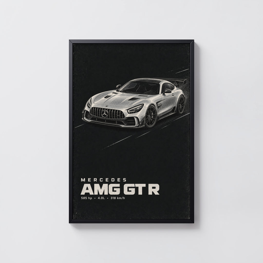 Vintage Mercedes AMG GT R Print, Car Wall Art
