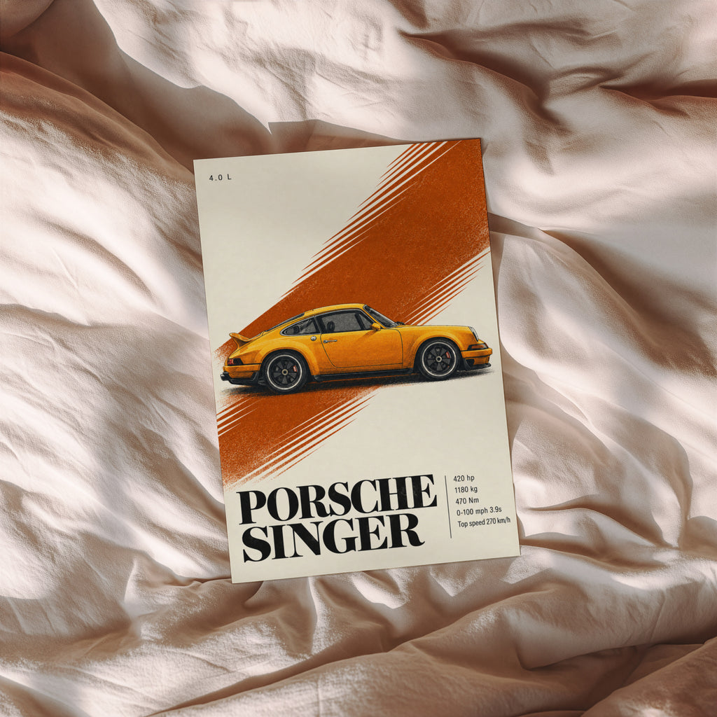 Vintage Porsche Singer Print, Car Wall Art