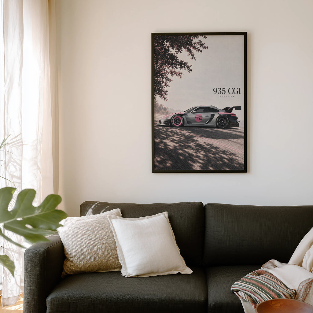 Vintage Porsche 935 CGI Print, Racing Car Art