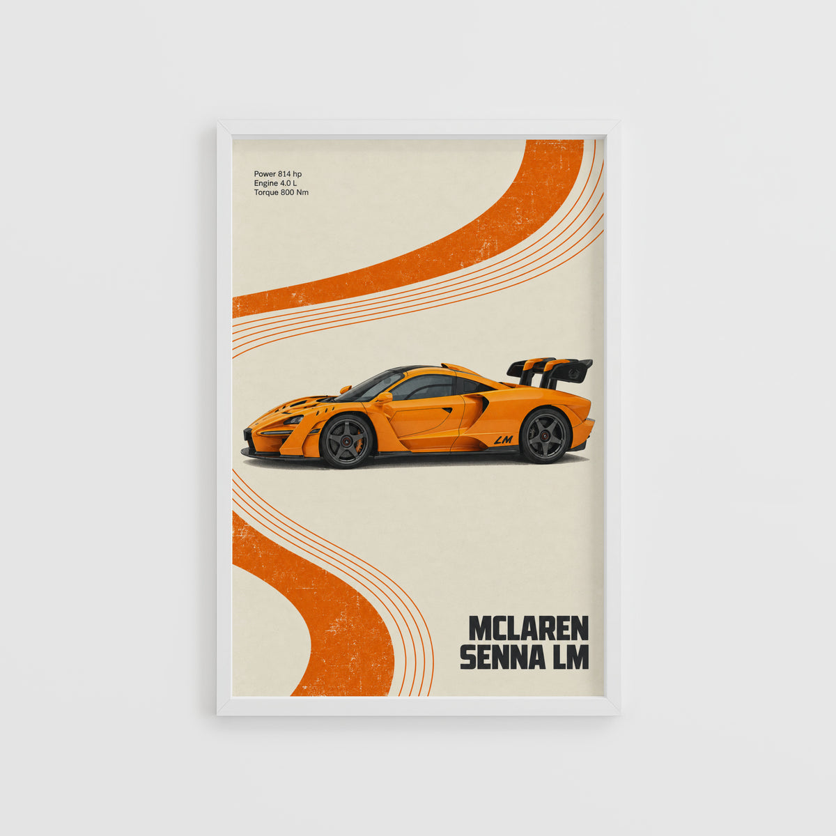 Vintage McLaren Senna LM Print, Supercar Wall Art