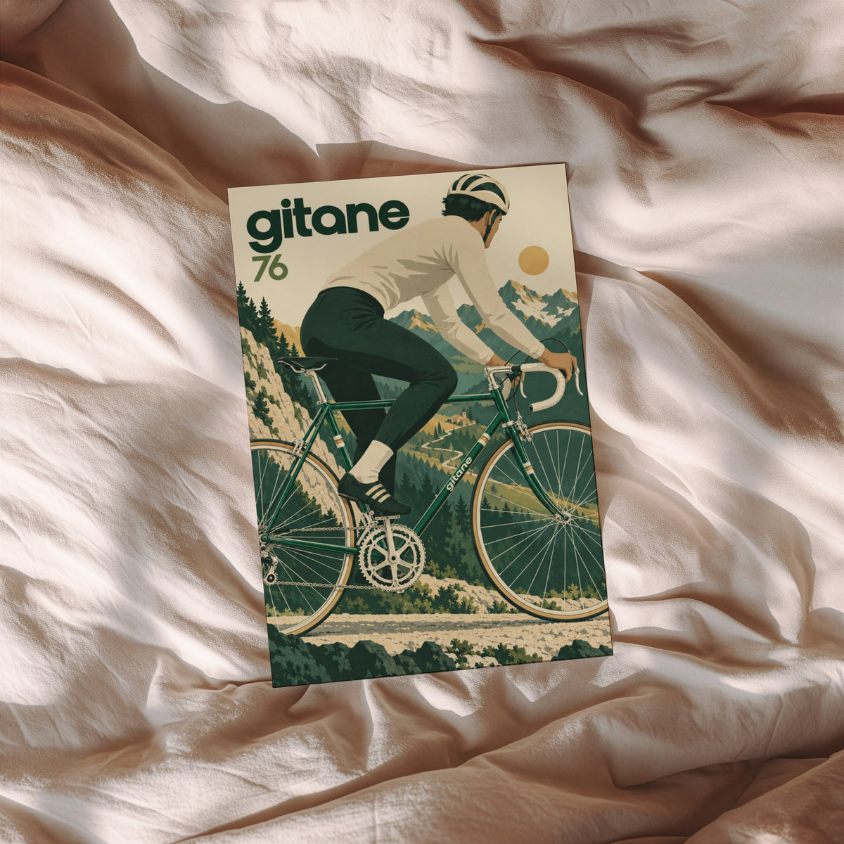 Vintage Cycling Poster, Alpine Road Bike Wall Art Print