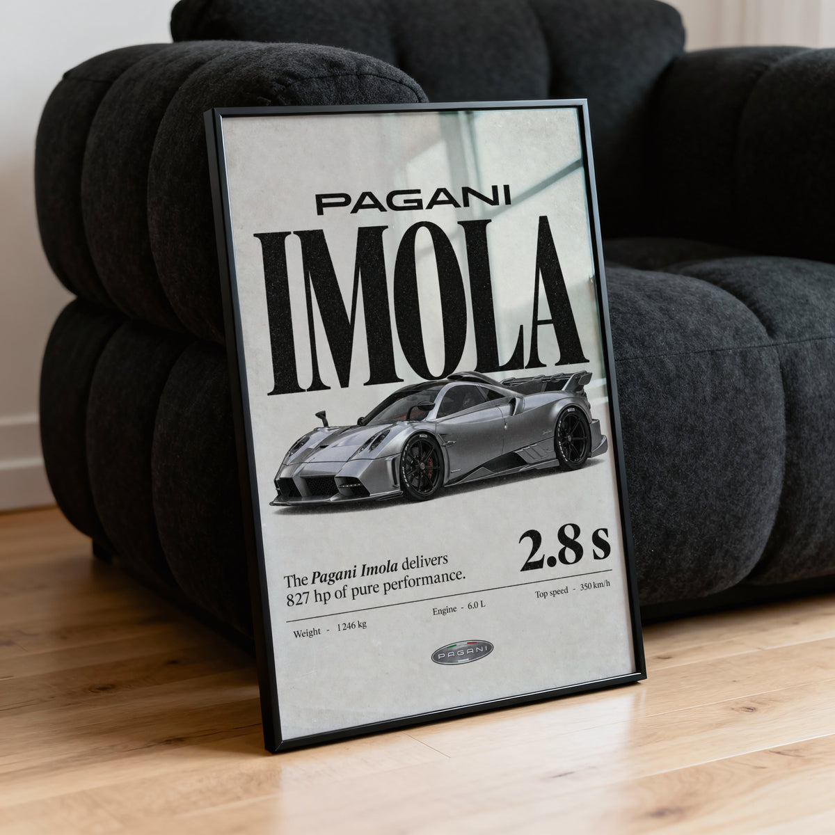 Vintage Pagani Imola Print, Supercar Wall Art