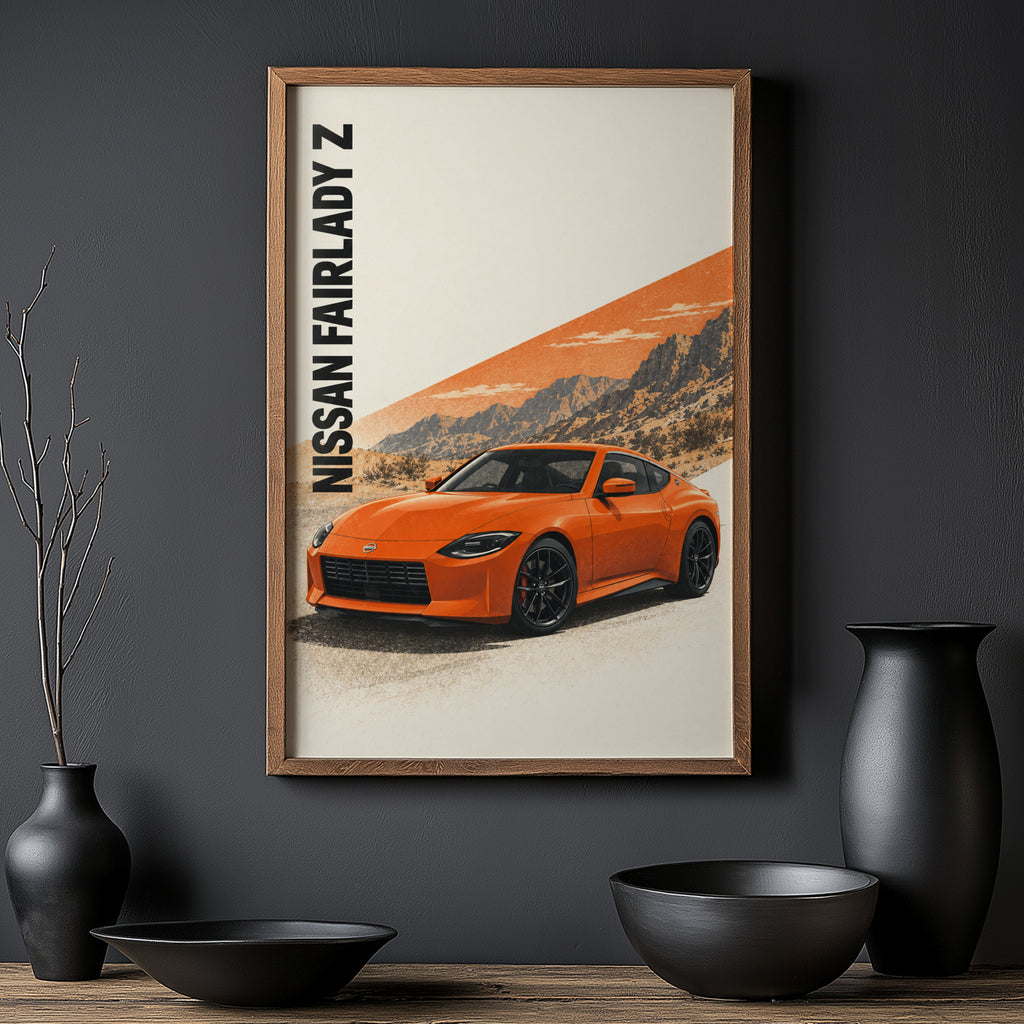 Vintage Nissan Fairlady Z Print, Orange Car Wall Art