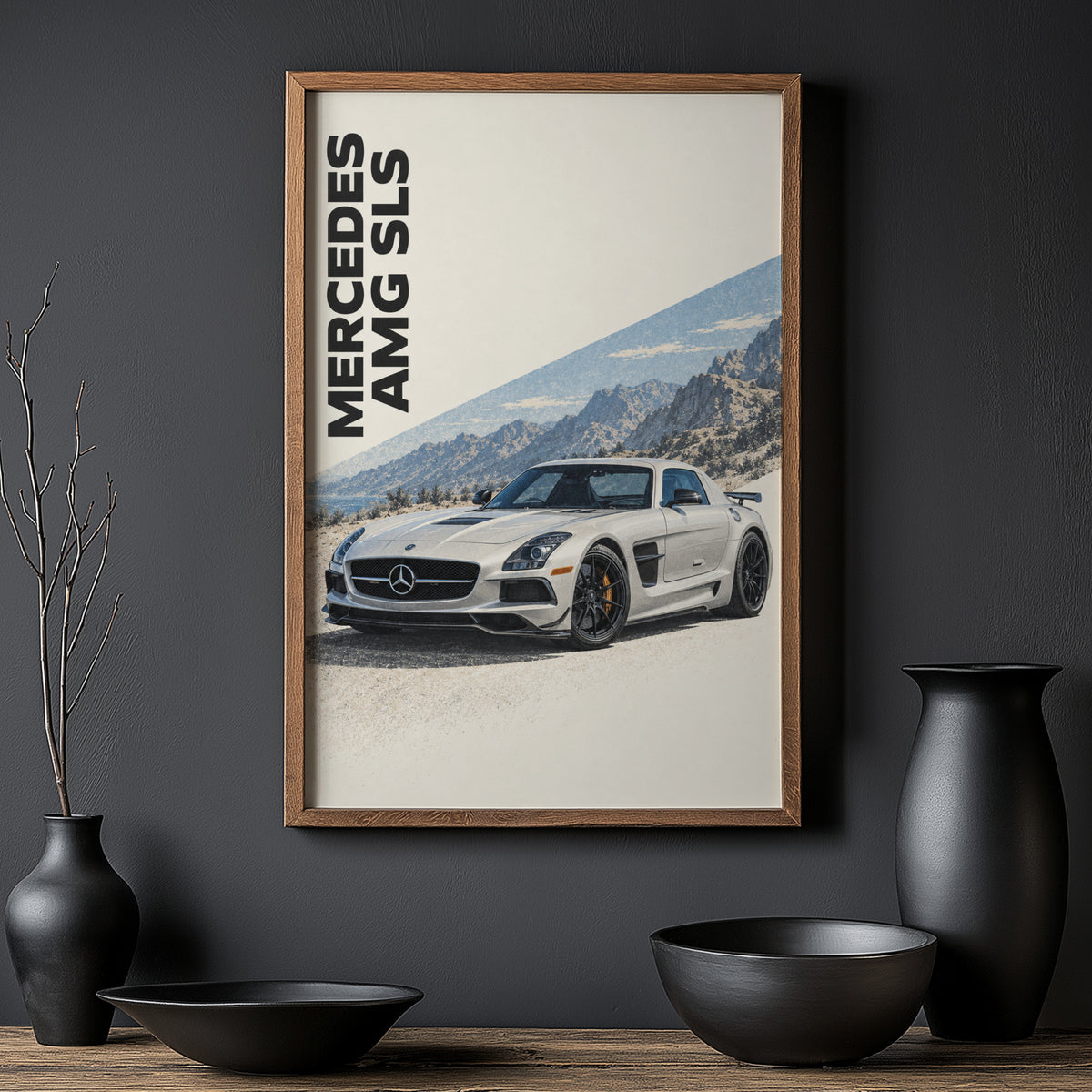 Vintage Mercedes AMG SLS Print, Car Poster, Wall Art