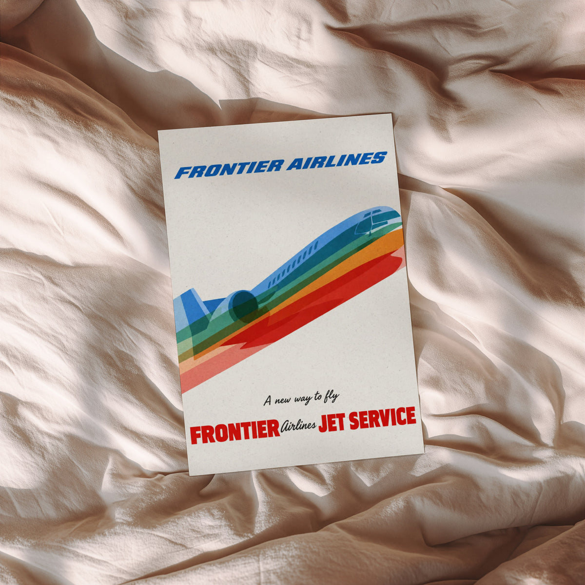 Vintage Frontier Airlines Poster, Jet Wall Art