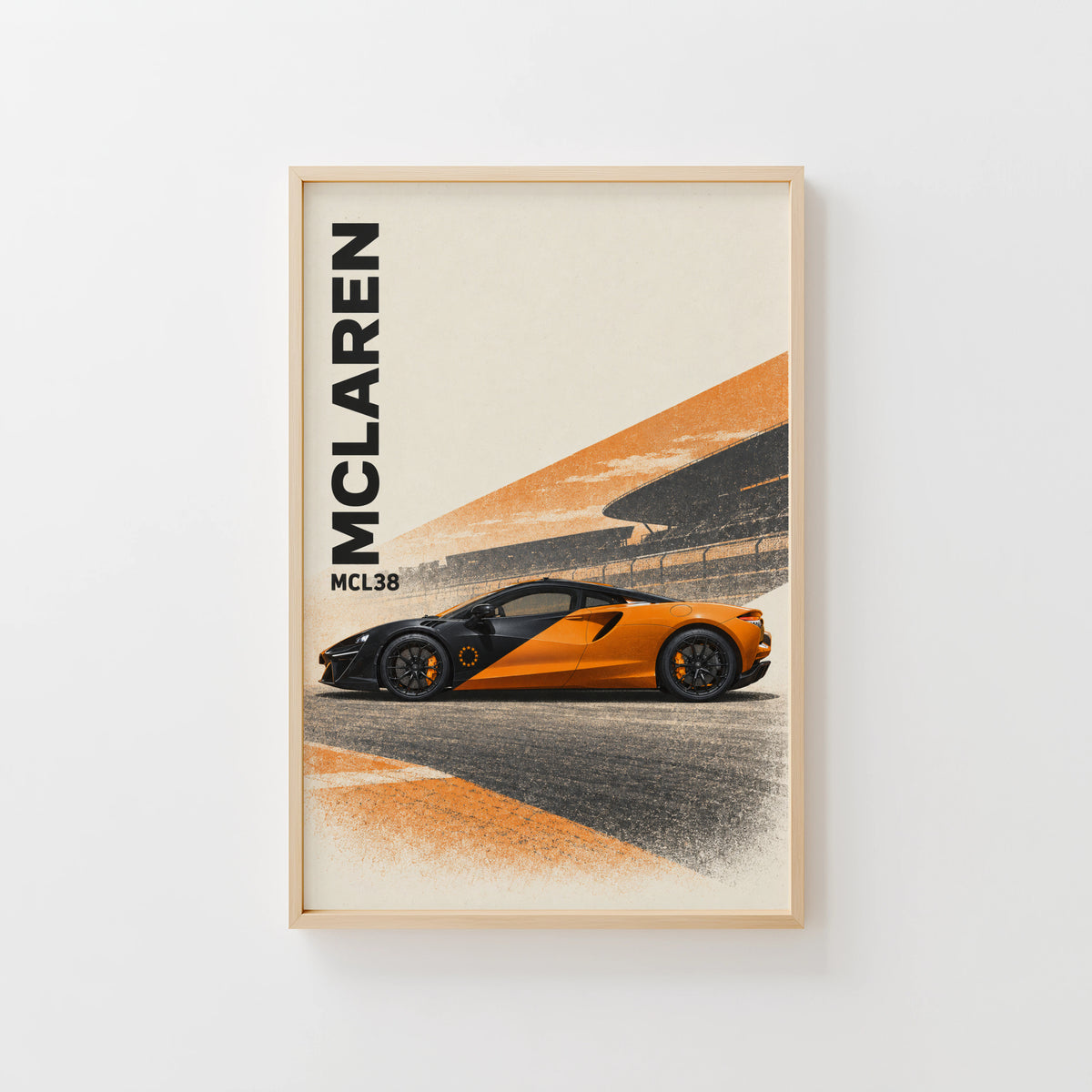 Vintage McLaren MCL38 Print, Racing Car Wall Art