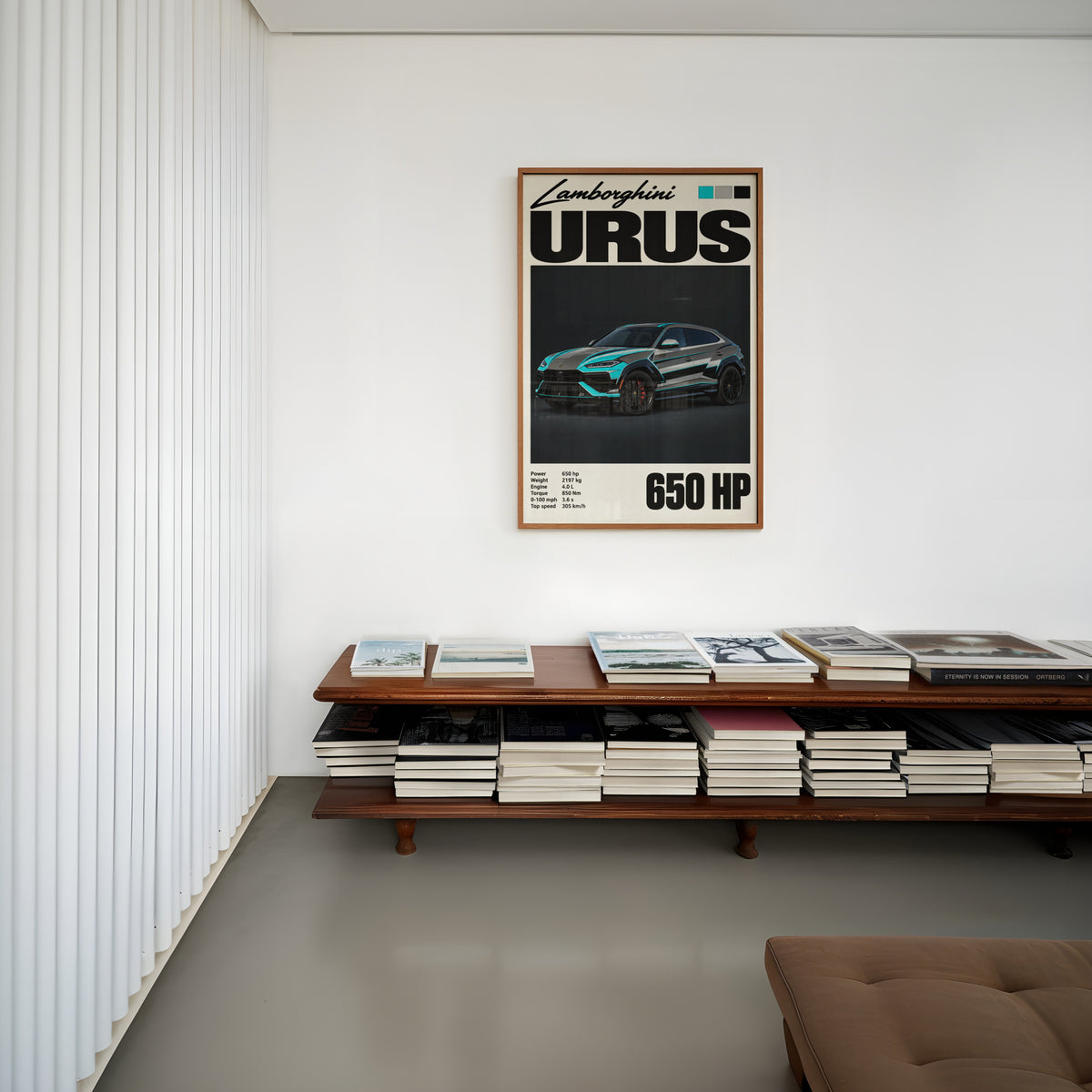 Vintage Lamborghini Urus Print, Supercar Wall Art