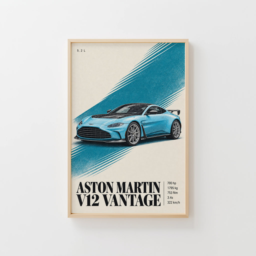Vintage Aston Martin V12 Vantage Print, Car Art