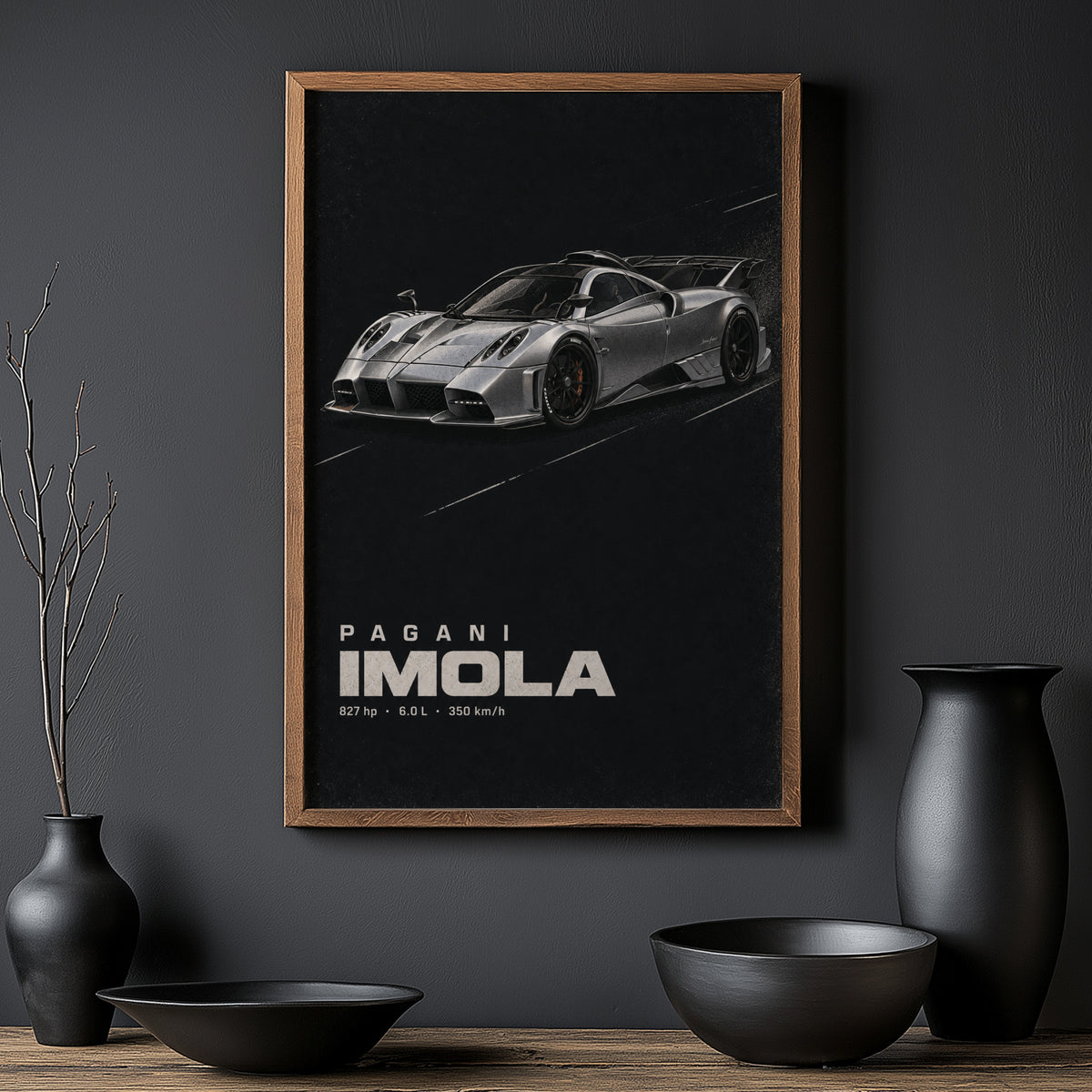 Vintage Pagani Imola Print, Supercar Wall Art