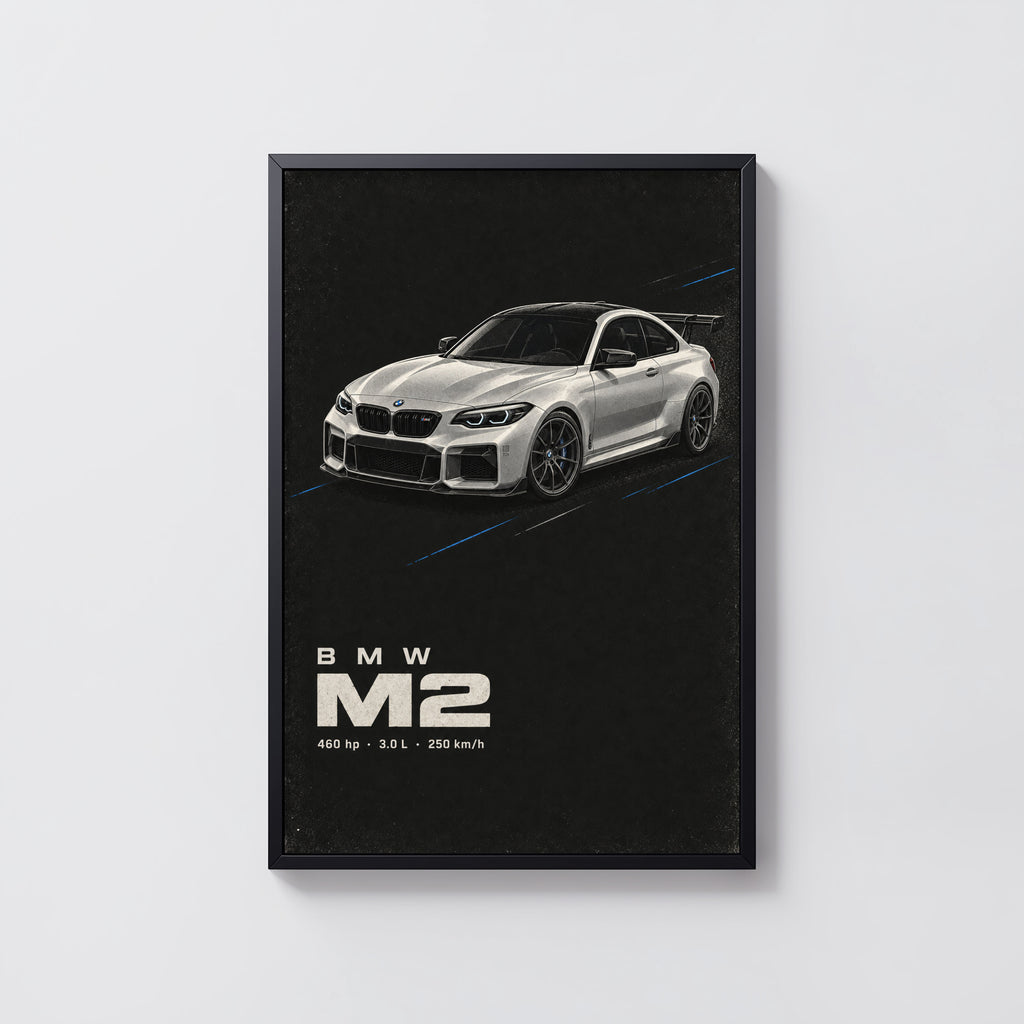 Vintage BMW M2 Print, Sports Car Wall Art