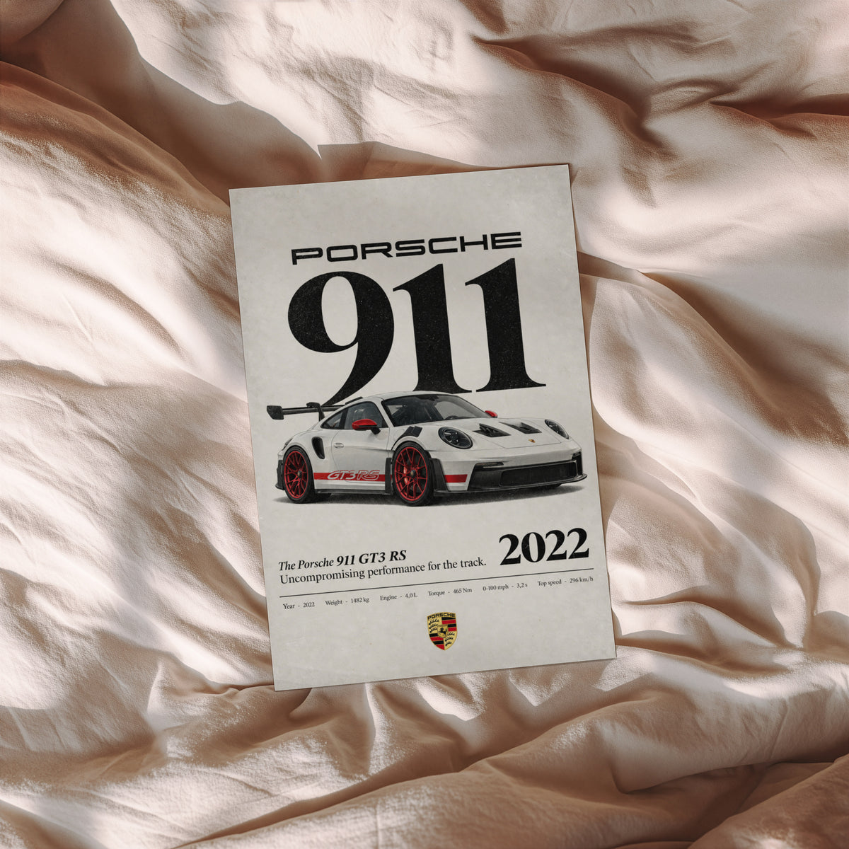 Vintage Porsche 911 GT3 RS Print, Car Poster Wall Art