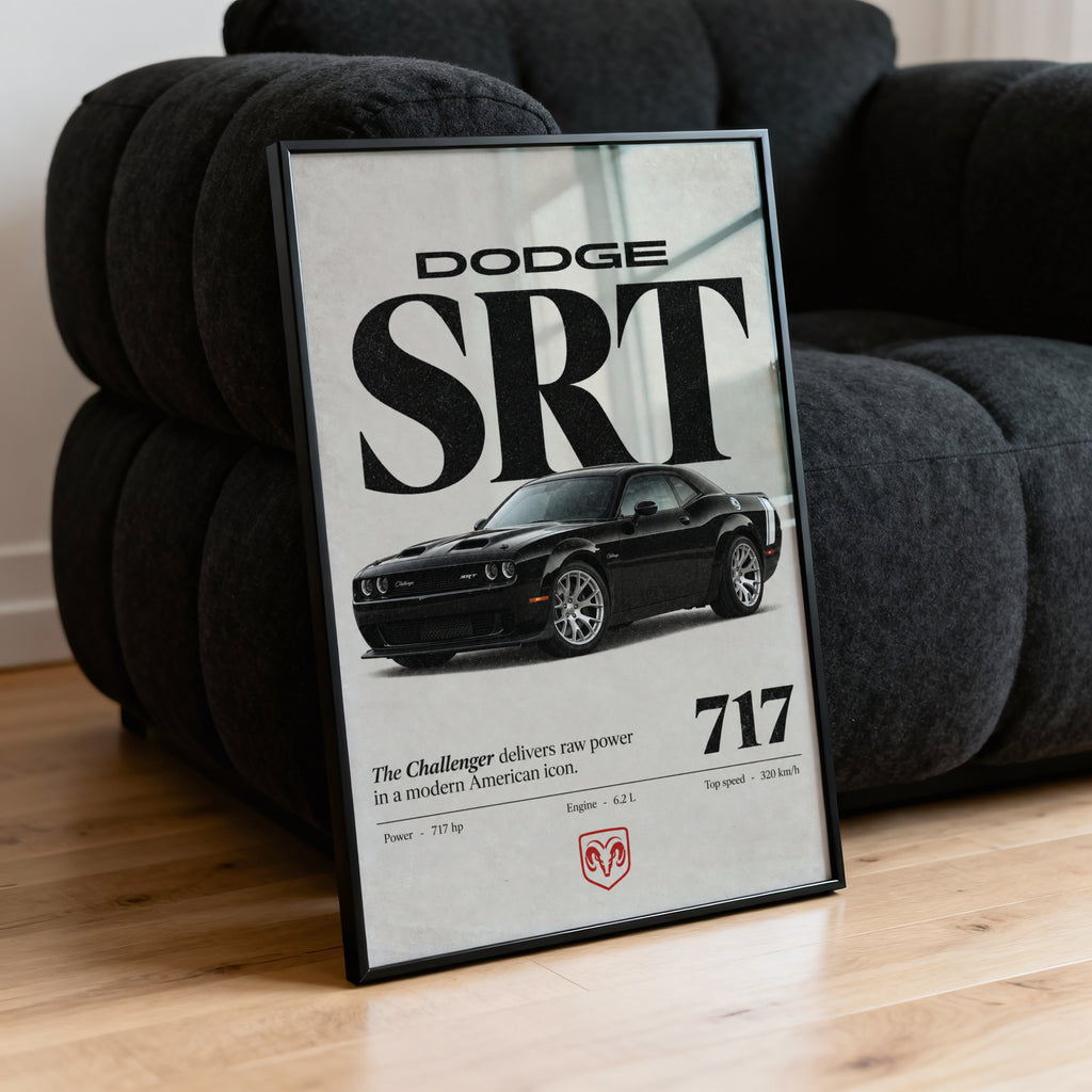 Vintage Dodge Challenger SRT Print, Muscle Car