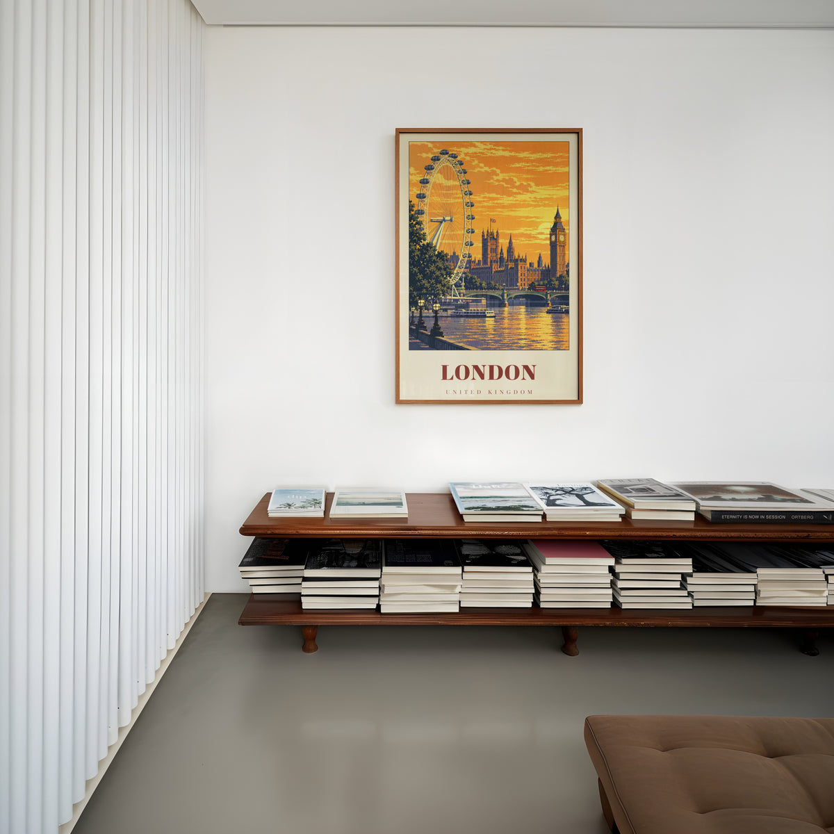 Vintage London Poster, Skyline Wall Art, Big Ben Print