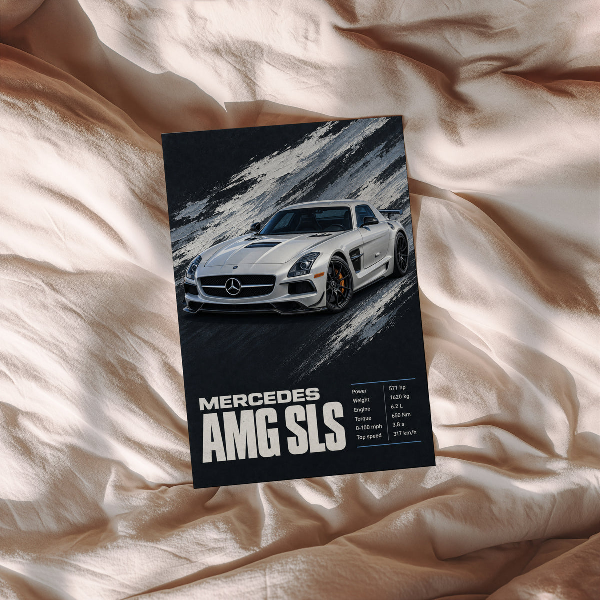 Vintage Mercedes AMG SLS Car Print, Supercar Poster