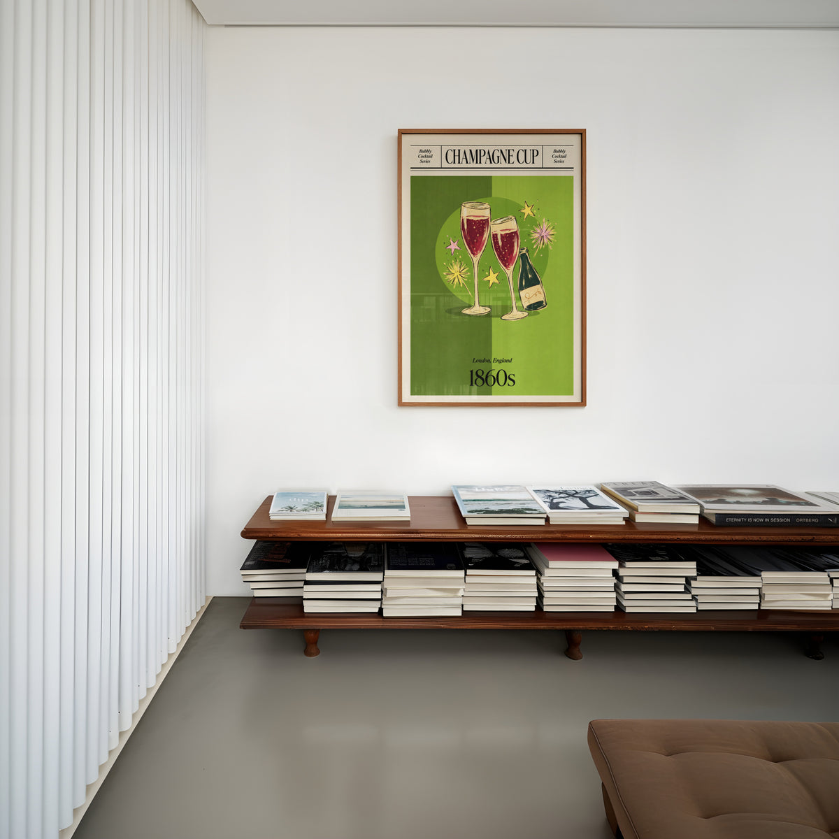 Vintage Champagne Cup Print Poster, Cocktail Wall Art