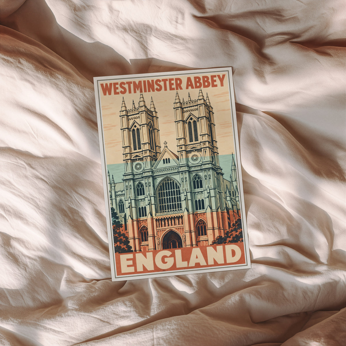 Vintage Westminster Abbey Poster, London Wall Art, Print