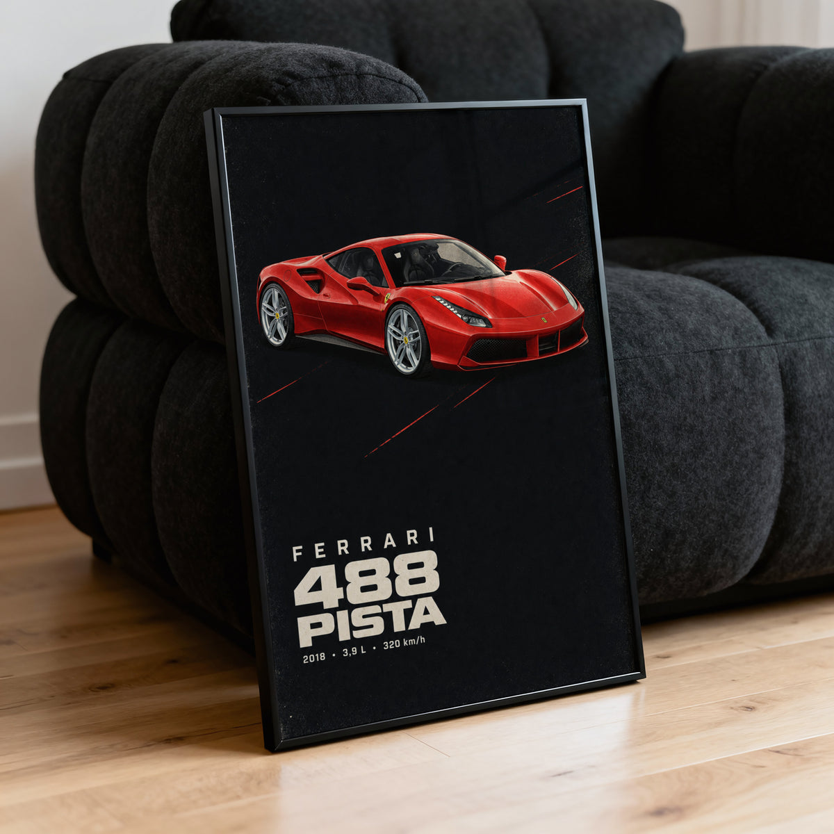 Vintage Ferrari 488 Pista Print, Car Wall Art