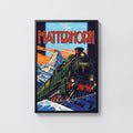 Vintage Matterhorn Train Print Poster, Swiss Alps Wall Art