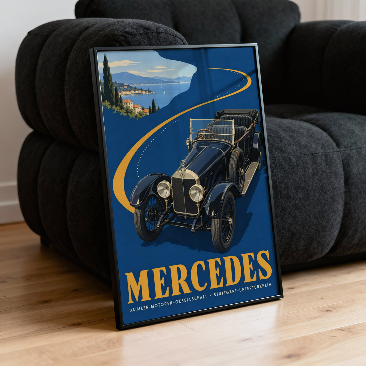 Vintage Mercedes Car Poster, Art Deco Wall Art, Print