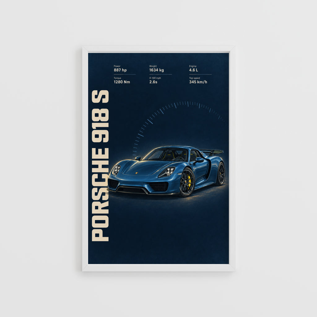Vintage Porsche 918 S Car Print, Supercar Poster