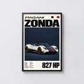 Vintage Pagani Zonda Print, Supercar Wall Art