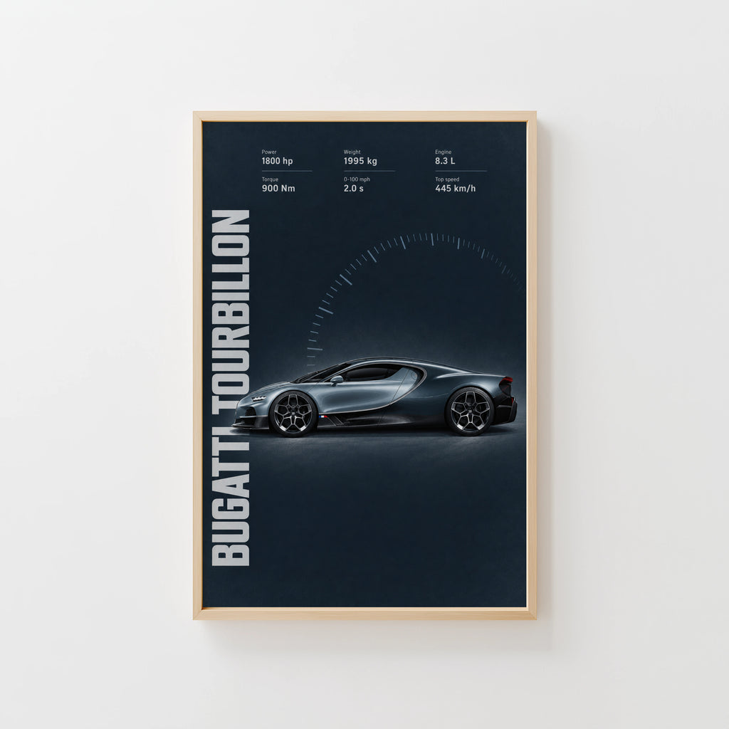 Vintage Bugatti Tourbillon Print, Supercar Wall Art