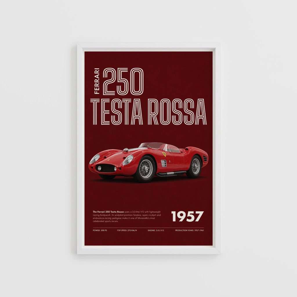 Vintage 1957 Ferrari 250 Testa Rossa Print, Car Poster
