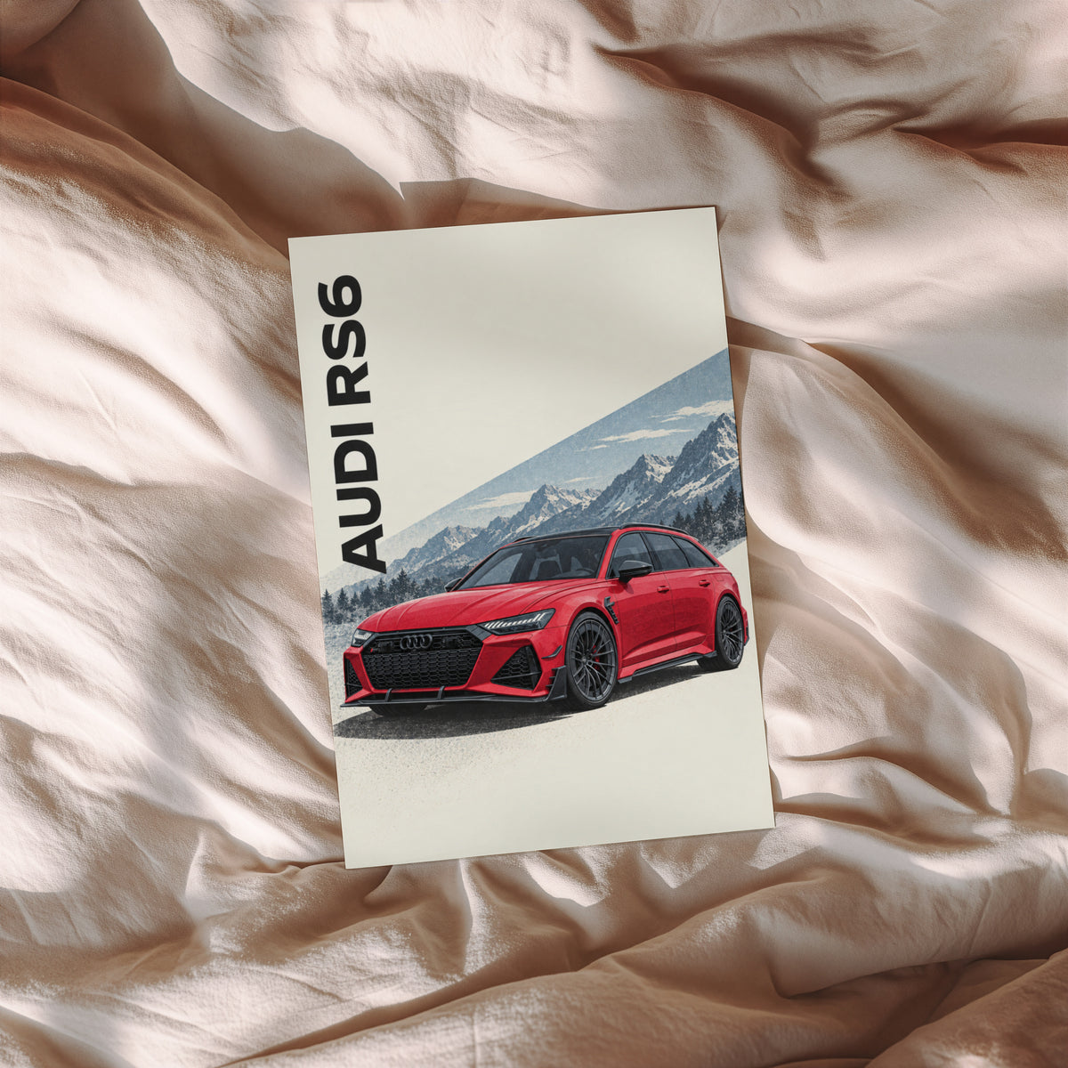Vintage Audi RS6 Print, Car Wall Art, Mountain Art