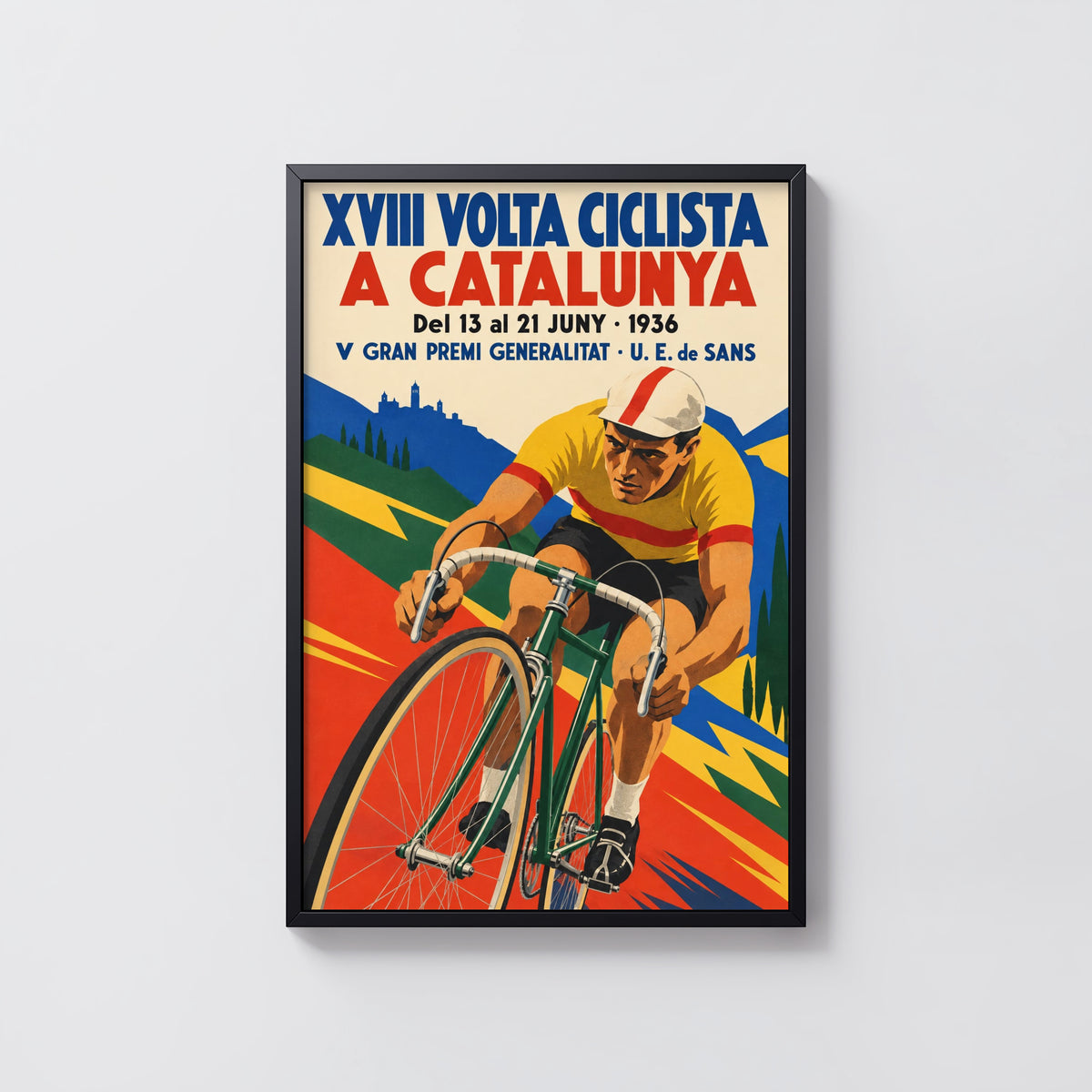 Vintage Cycling Poster, Catalunya Wall Art, Bike Race Print