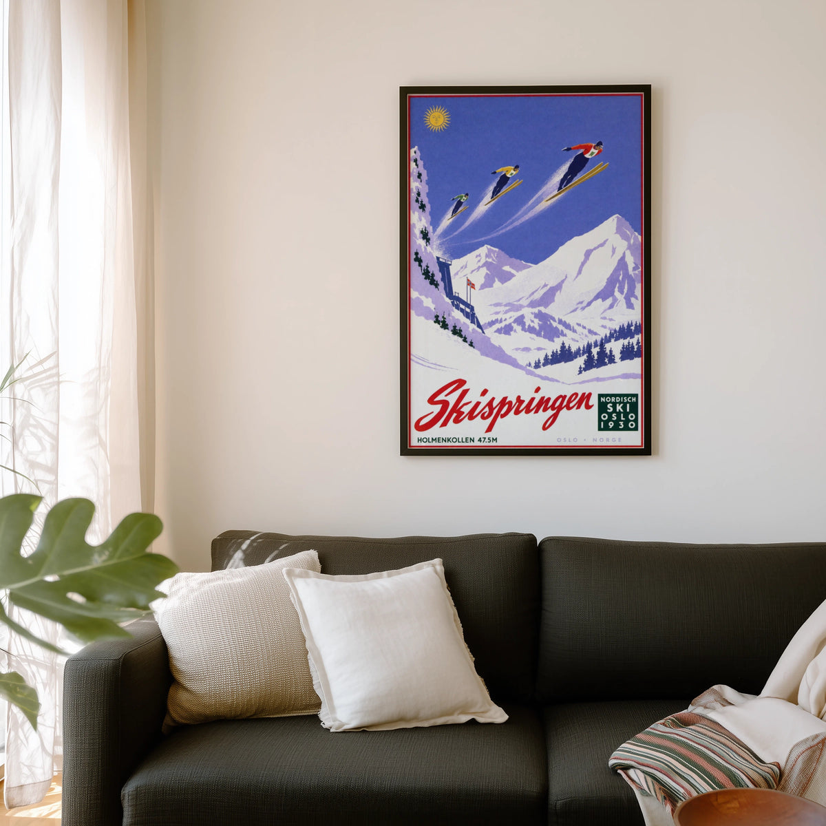 Vintage 1930 Ski Jump Oslo Norway Print, Holmenkollen Poster